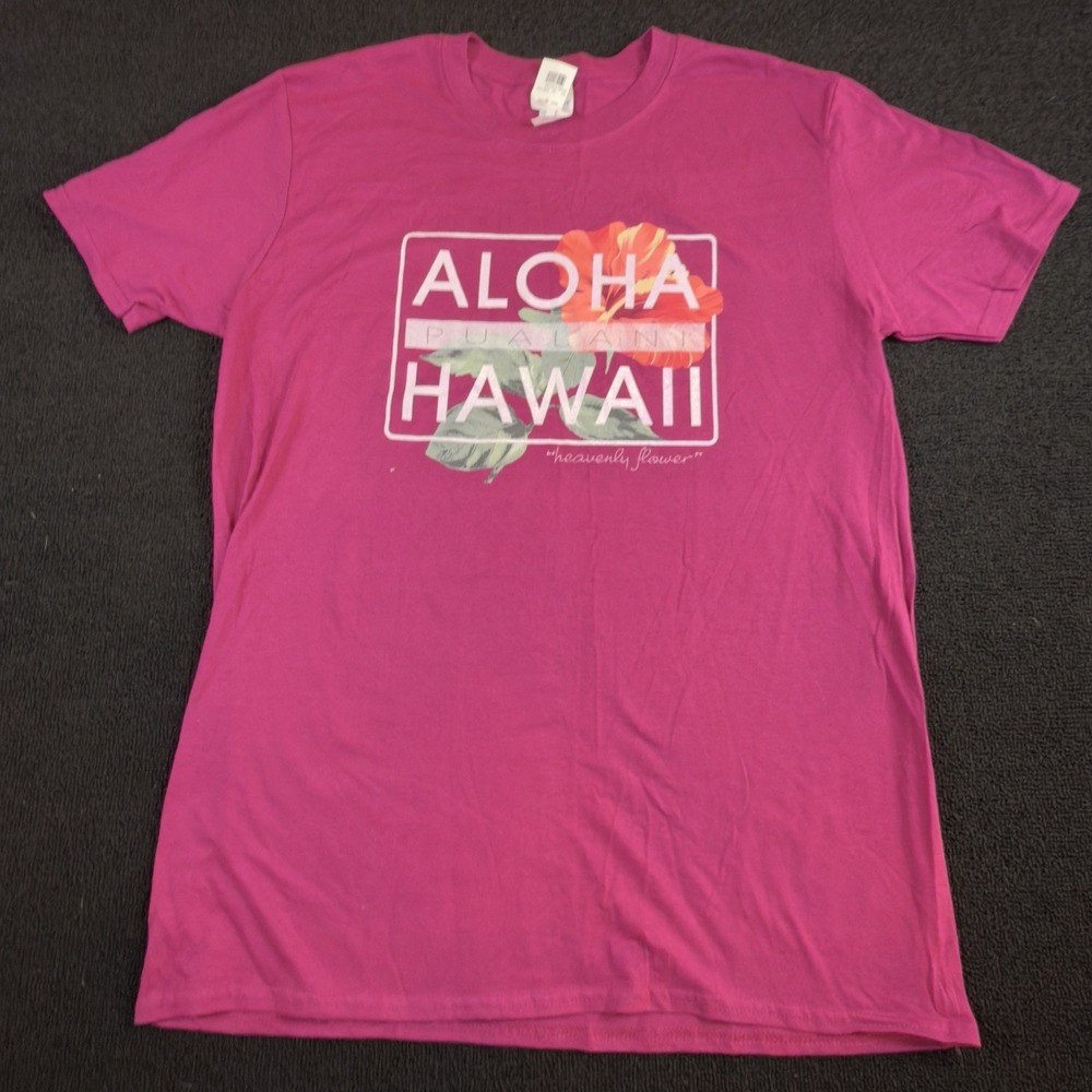NWT Pink Gildan Softstyle Aloha Hawaii‎ "Heavenly Flower" Women's Large